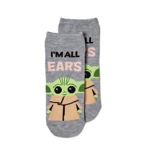 Star Wars show low Cut Socks shoe size 4-10 Mandalorian Baby Yoda Ladies gray